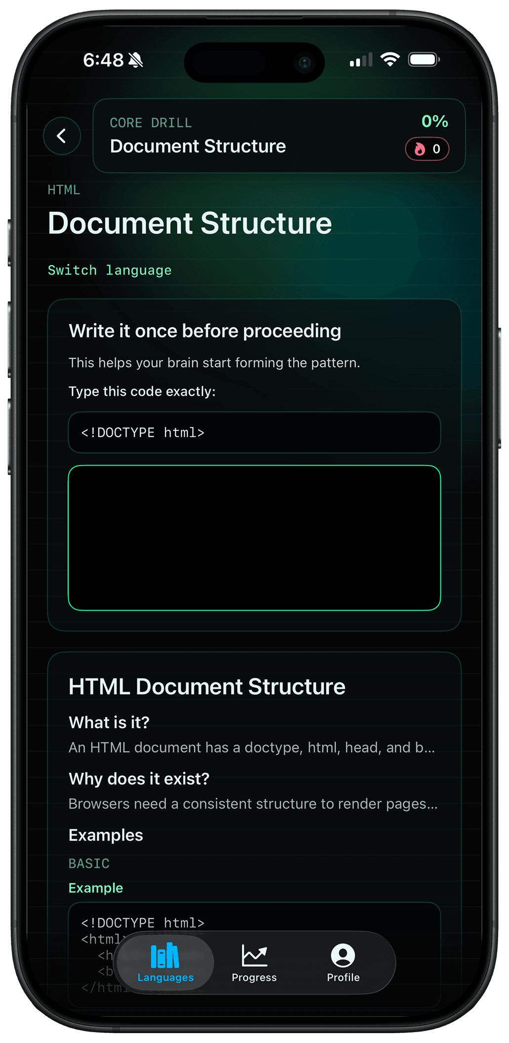MasterOnce app interface